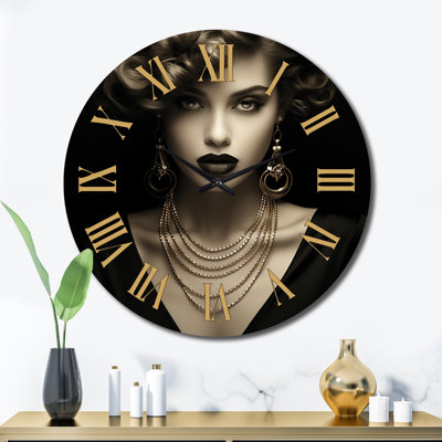 Vintage Retro Glam 1920 Woman Portrait VI Wall Clock