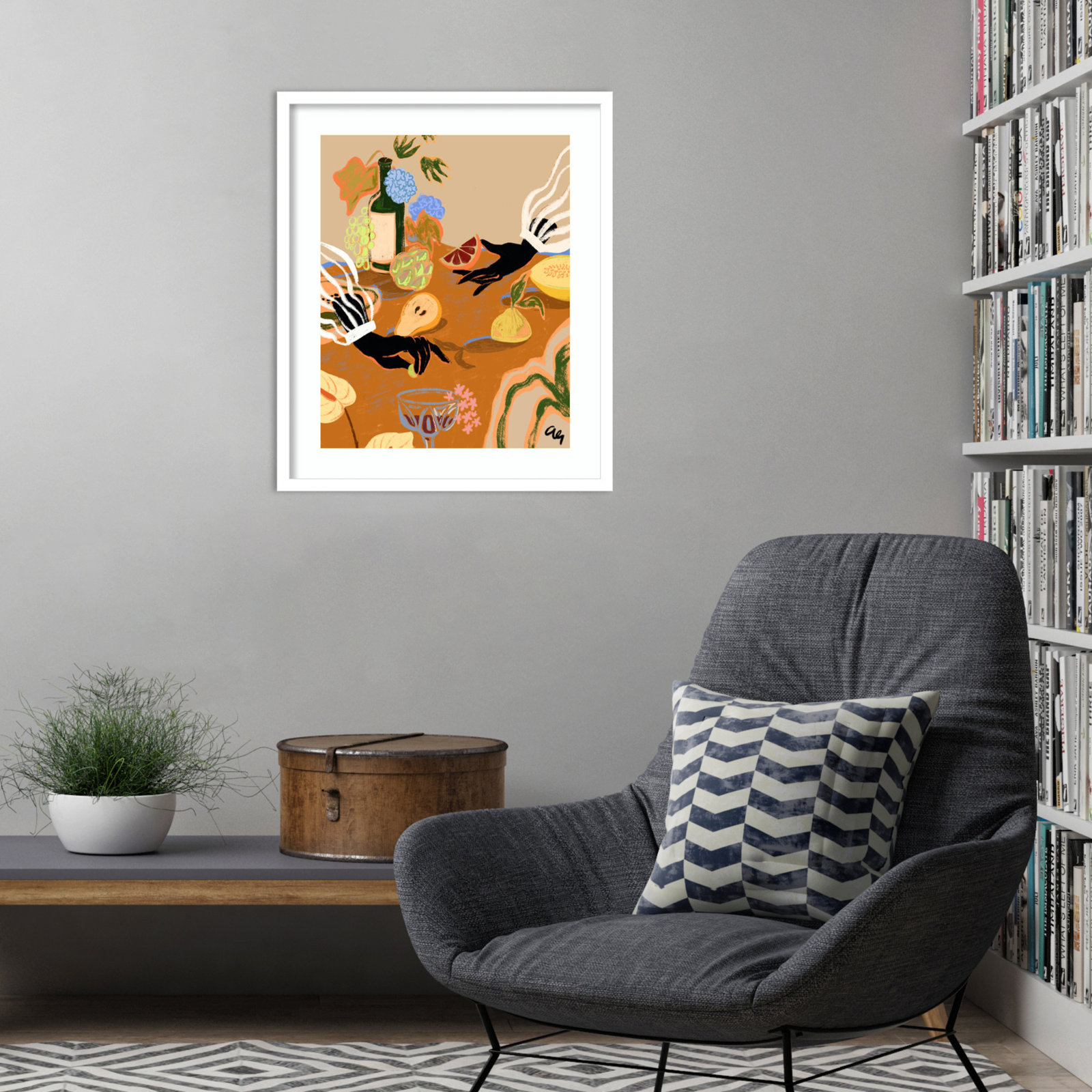 Oberon "Handful of Love (Fruit)" Print, White, 25" H x 21" W