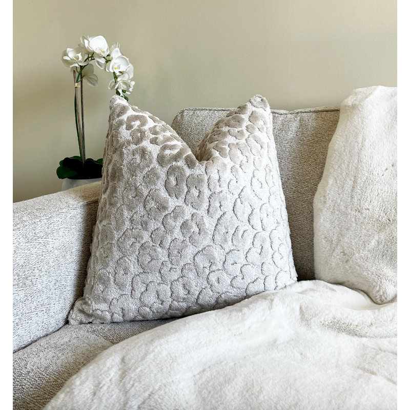 Housse de coussin en velours, Blanc / imprimé animal, H 22 po x l 22 po