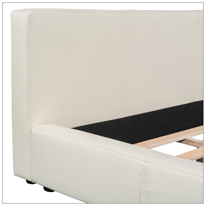 Lit tapissier beige, double, Complète