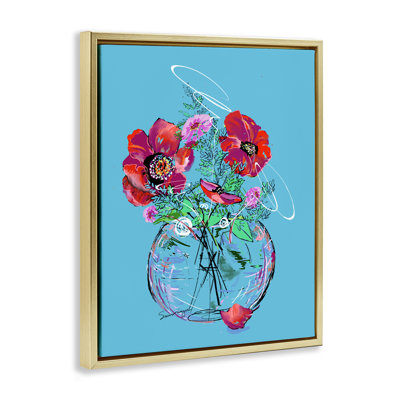 Vivid Poppies in Vase, cadre flottant, design par Susan Lugar