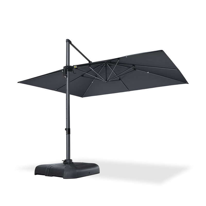 Parasol incurvé rectangulaire ajustable avec base Bennit, Gris