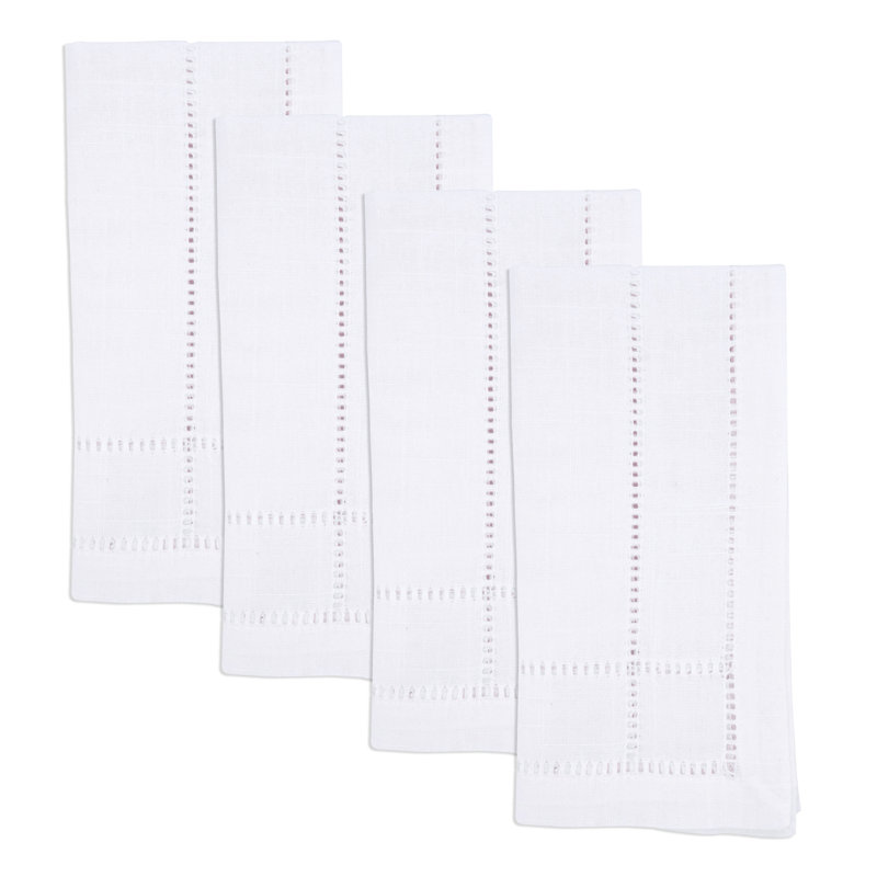 White Cotton Double Hemstitch Table Napkins Set of 4