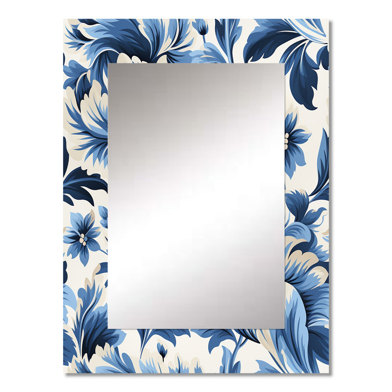 Denzal nordique damas pivoines simplicité - miroir unique floral, grand miroir mural de maison, art en métal imprimé