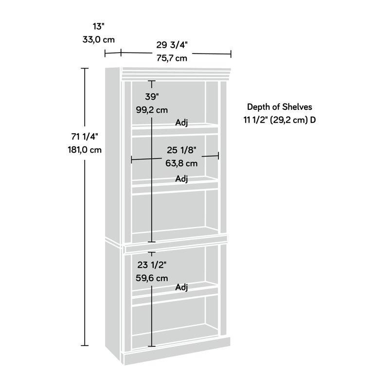 Alexsia Standard Bookcase, Select Cherry, 29-3/4”W x 13”D x 71-1/4”H 