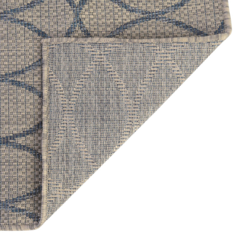 Gray Blue Gitter Indoor/Outdoor Trellis Rug, Rectangle 3' x 5'3"