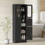 Armoire de rangement pour salle de bain avec portes à persiennes, tablette réglable, noir