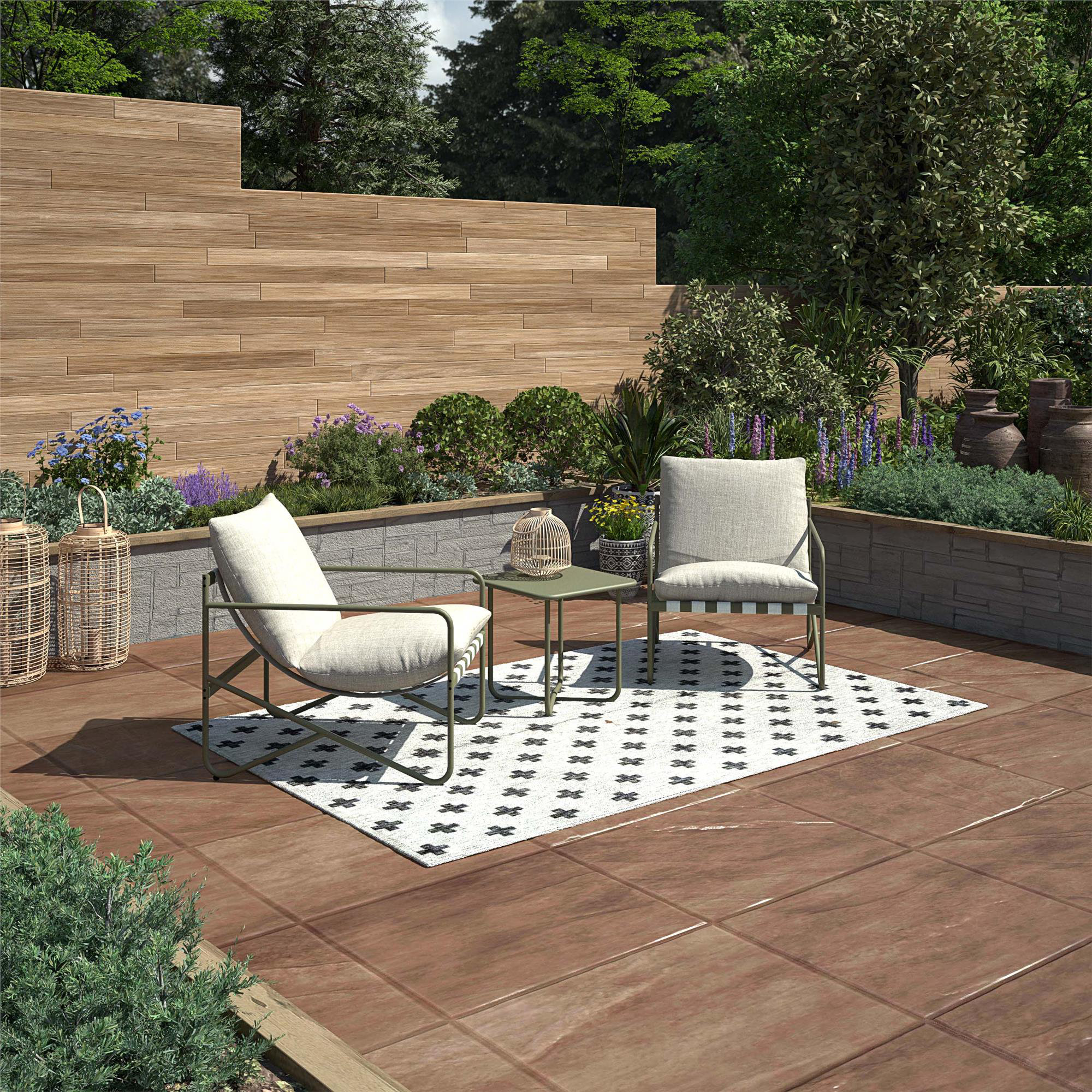 Novogratz Wrenn 3-Piece Sling and Cushion Set Spanish Green