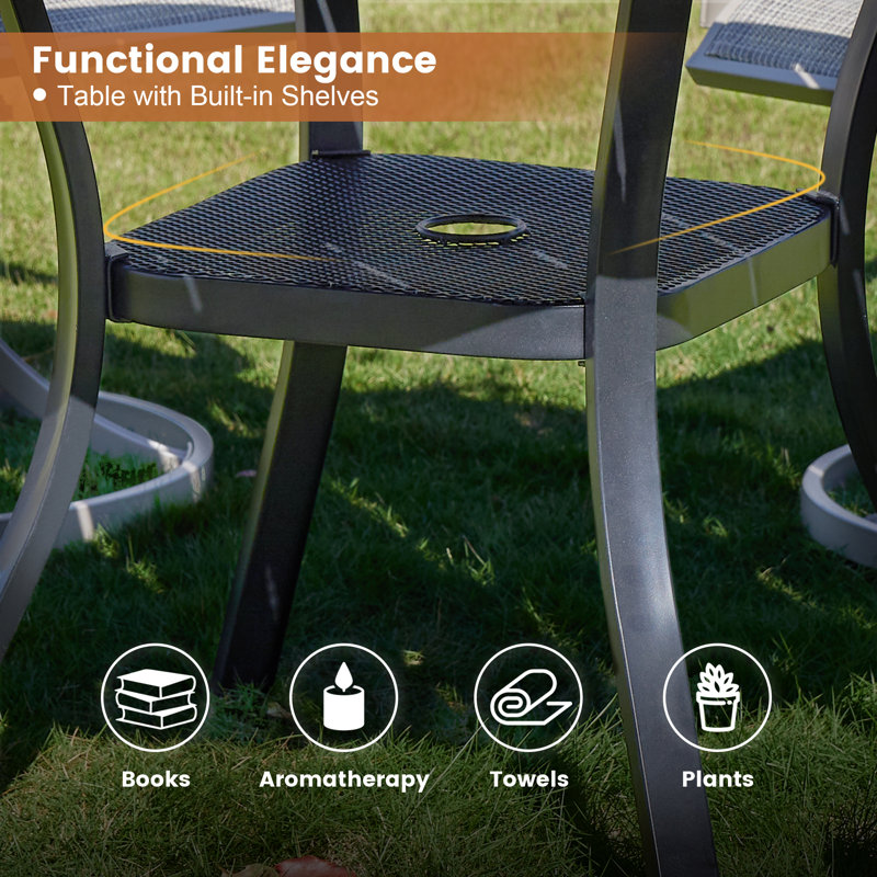 Gray 4-Person Outdoor Patio Dining Set with Swivel Chairs