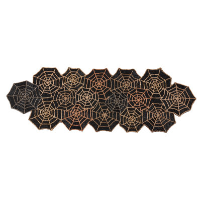 Intricate Beaded Spiderweb Table Runner