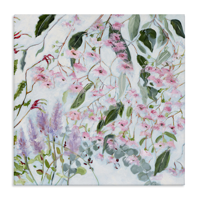 Toile chic de fleurs de jardin roses, design par Meredith Howse, H 30 po x l 30 po