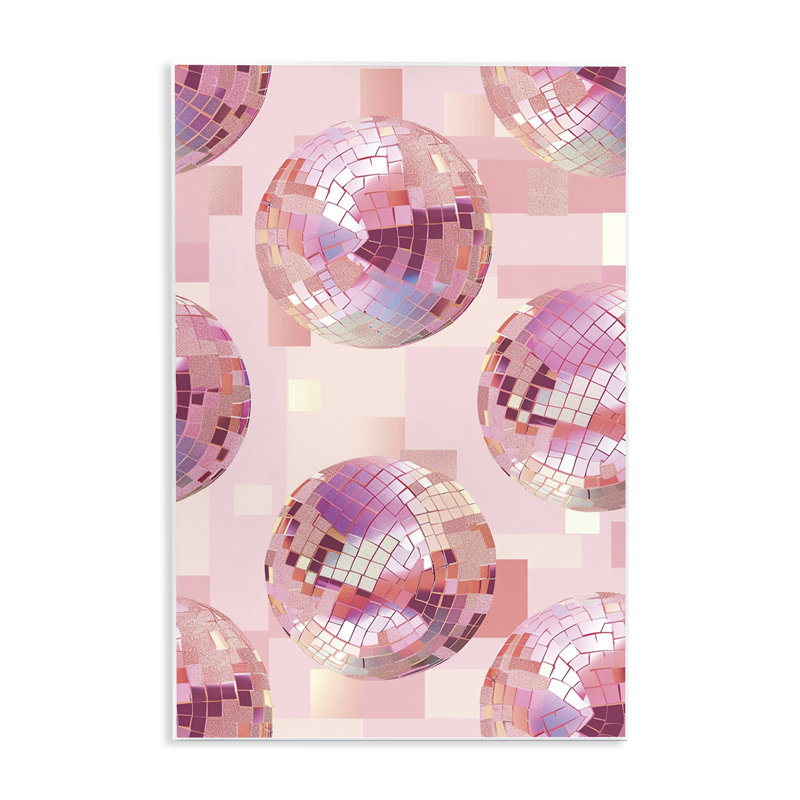 Plaque murale boules disco féminines roses, design par LSR Design Studio, H 15 po x l 10 po