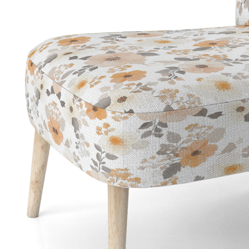 Chaise rembourrée Boho - Chaise d'appoint jaune Seasonal Bloom, Chaise d'appoint sans accoudoirs