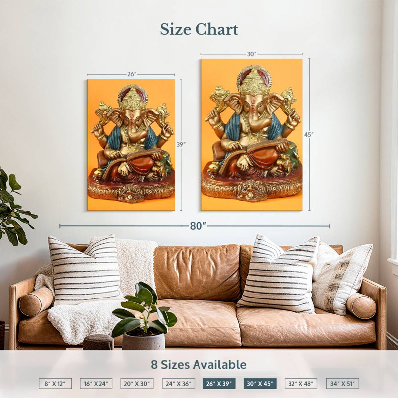 Adella Golden Ganapati Idol, H 39 po x l 26 po