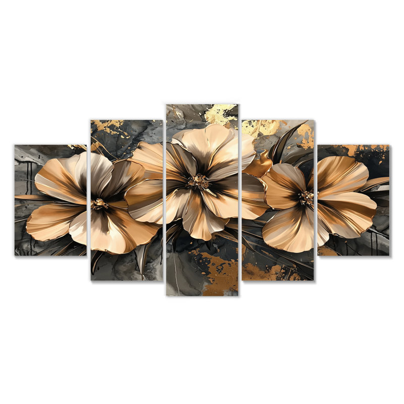 Cuivre dansant des coquelicots - Art mural coquelicots - Décoration murale traditionnelle, H 32 po x l 60 po, 5