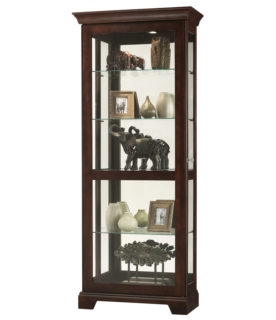 Berends III Curio Display Cabinet, Espresso Finish, Sliding Door, Mirrored Back, 4 Adjustable Glass Shelves Alcott Hill®
