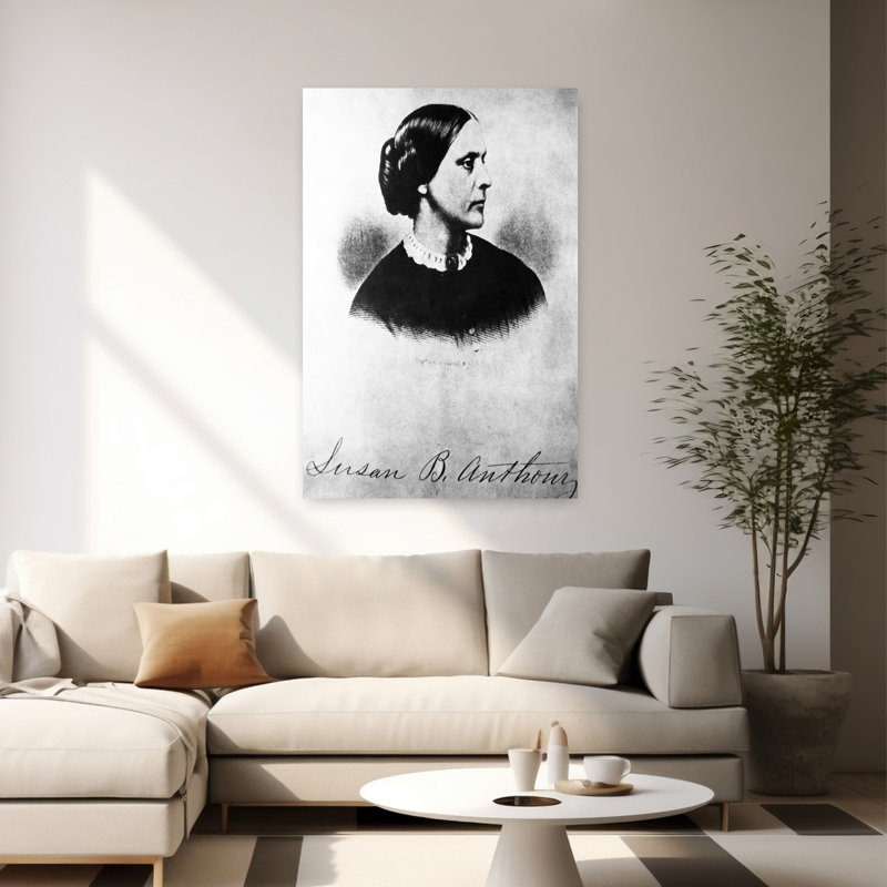Portrait des années 1890 avec Susan B. Anthony et art mural rétro classique, H 60 po x l 40 po