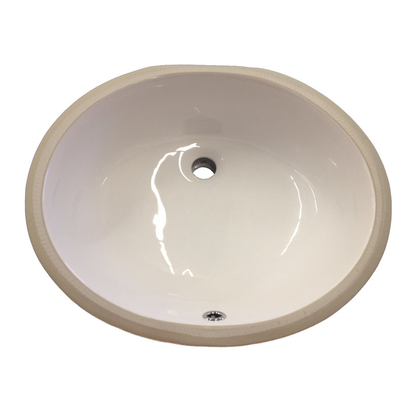 Ceramic Oval Undermount Bathroom Sink with Overflow, Biscuit, 17" x 14"