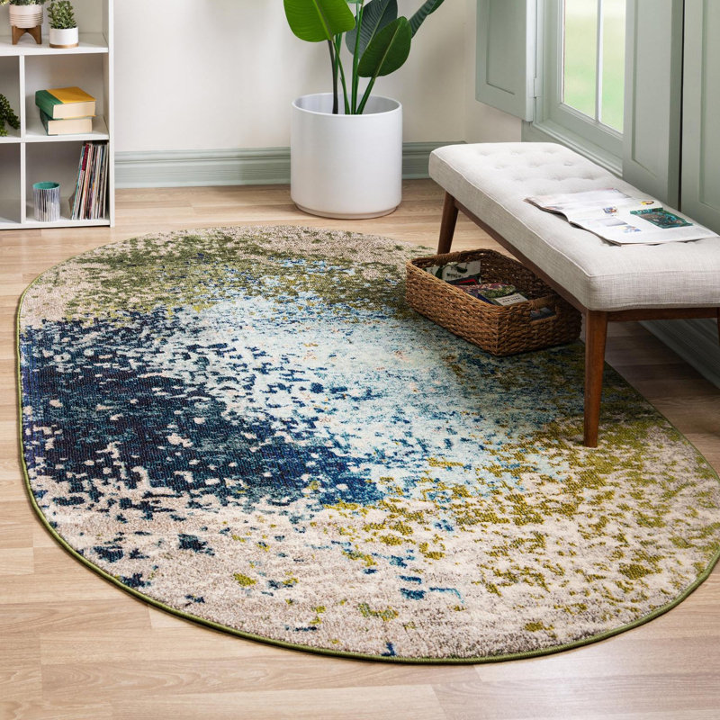 Rizer Washable Abstract Indoor Rug, Oval 3'3" x 5'3"