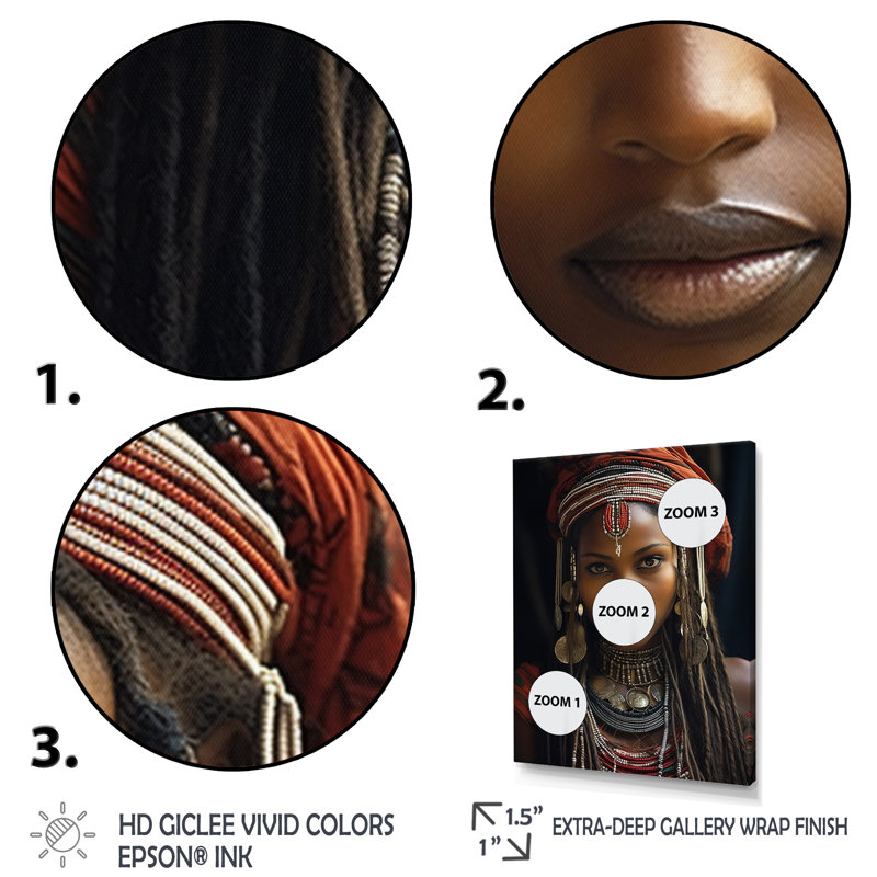 «Surekha African Tribes», impression sur toile, Cadre simple noir, H 20 po x l 12 po x P 1 po