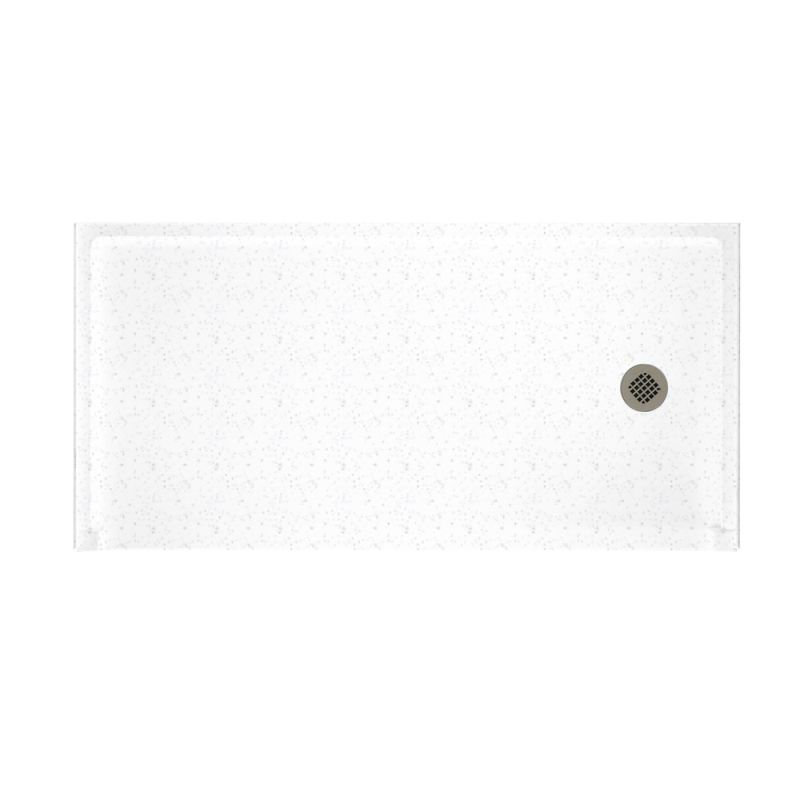 Base de douche à seuil simple 30 po x 60 po Solid Surface, Blanc, Côté droit