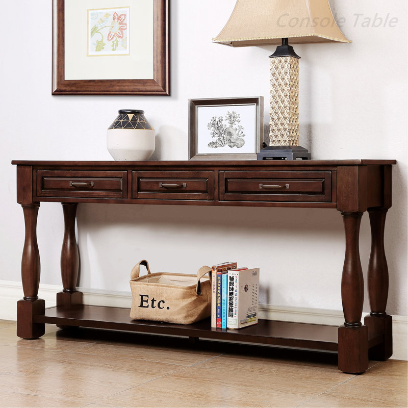  63.4" Console Table With Drawers Entryway Table Sofa Table Wood Console Table Entrance Table, Espresso