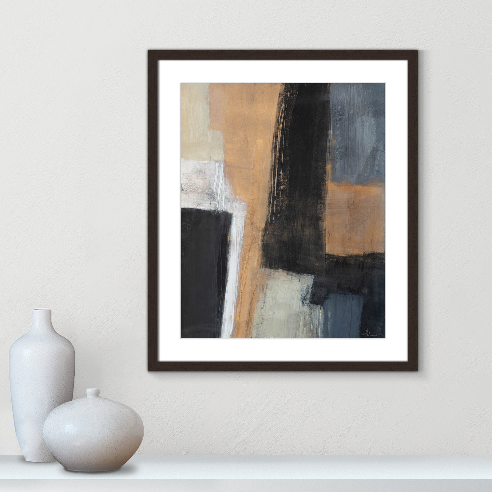 Metallic Slate I Print, 25.5" H x 21.5" W x 1.25" D, Walnut Matted Picture Framed