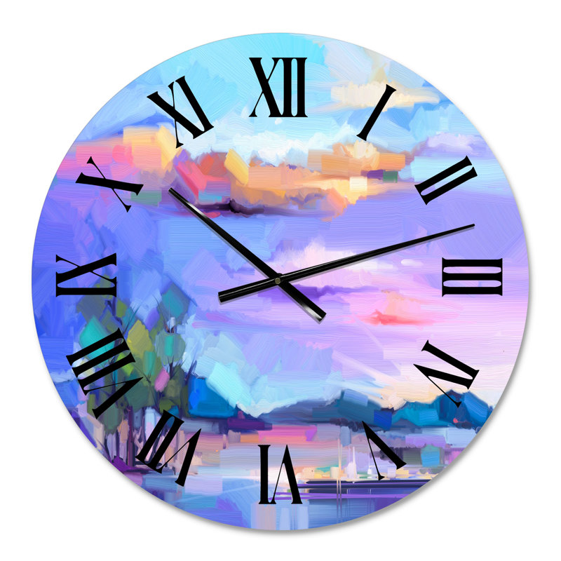 Horloge murale impressionniste avec paysage II, Surdimensionné