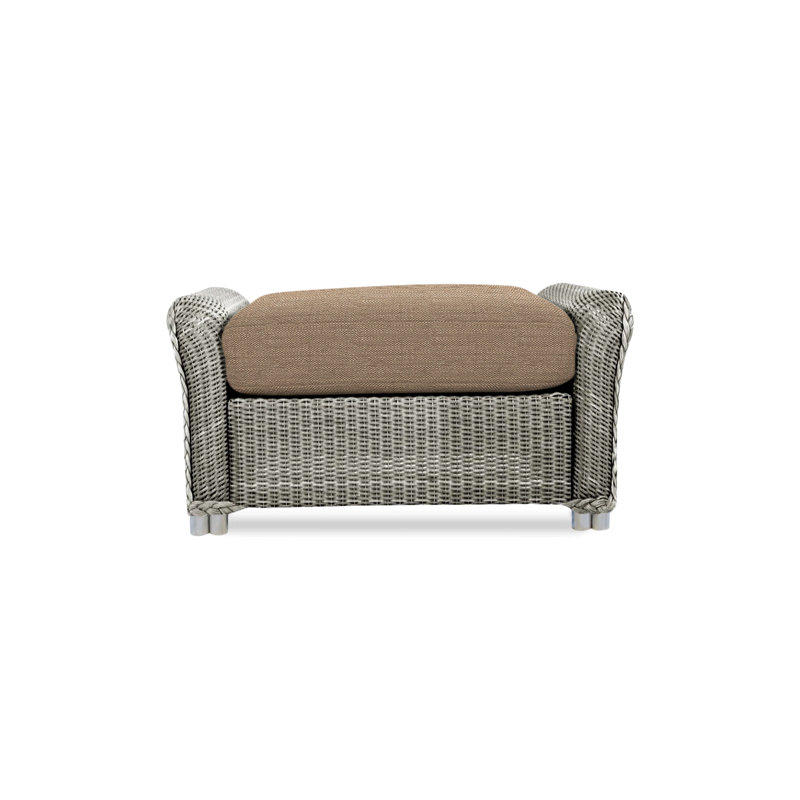 Reflections Outdoor Ottoman, Pewter, Demo Oatmeal