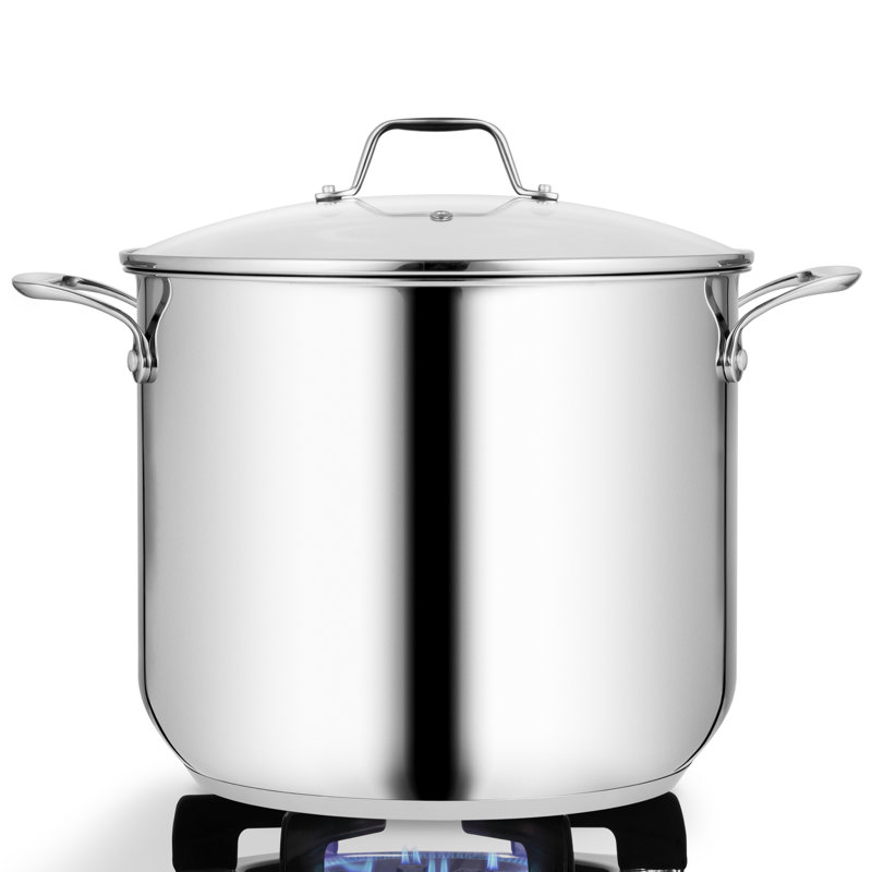 NutriChef 19-Quart Stainless Steel Stock Pot with Lid