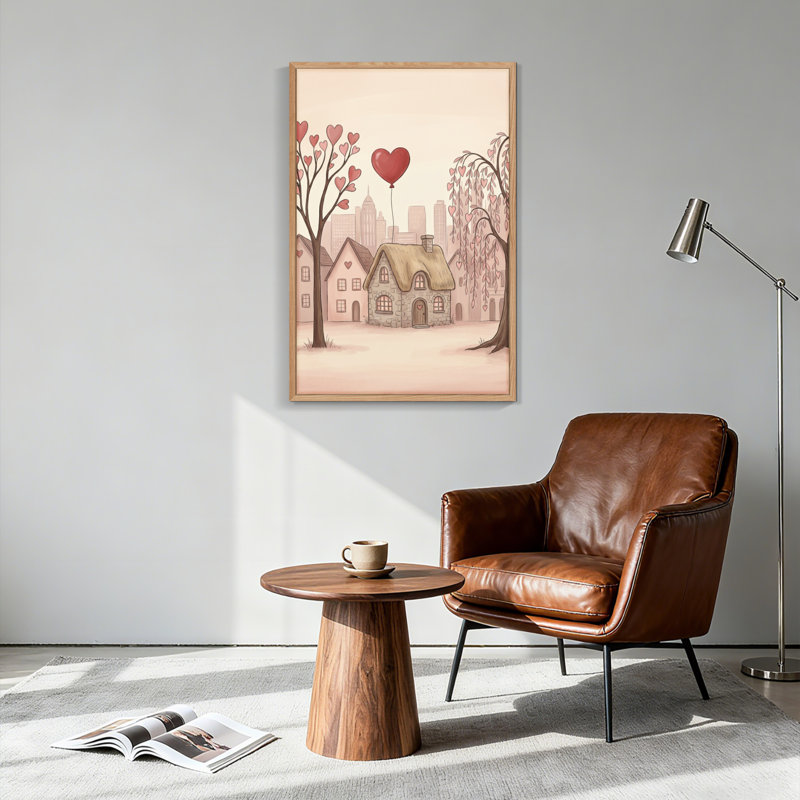 Ensemble de 1 tableau sur toile « Arbre en forme de cœur », H 24 po x l 18 po, Natural