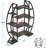 55 Inch Triple Wide Oval Industrial Rustic Etagere Bookcase For Office And Living Room, Durable And Stylish Storage Solution