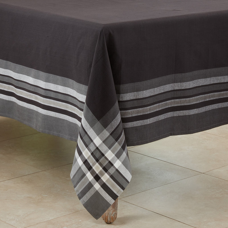 Square 100% Cotton Striped Tablecloth, 70" Square