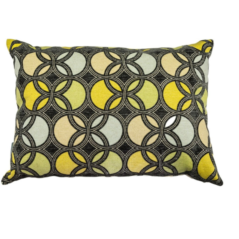 Coussin lombaire géométrique plumes Vildan, Vert / Jaune