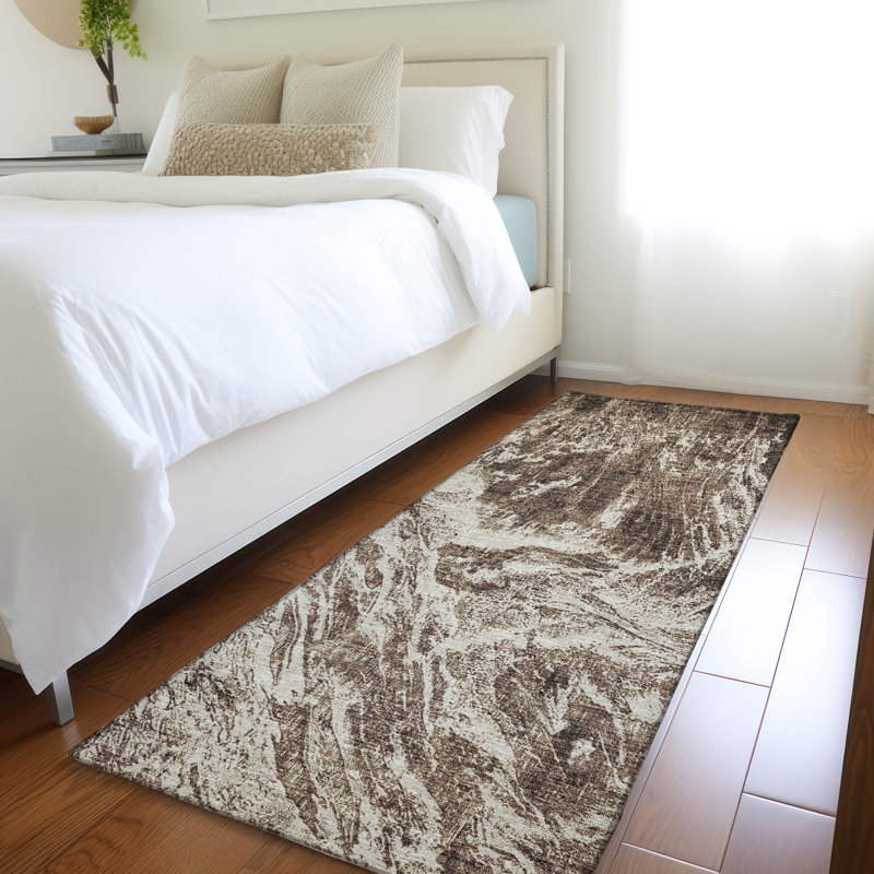 Premium Machine Washable Prisco Brown Rug, Runner 2'3" x 7'6"