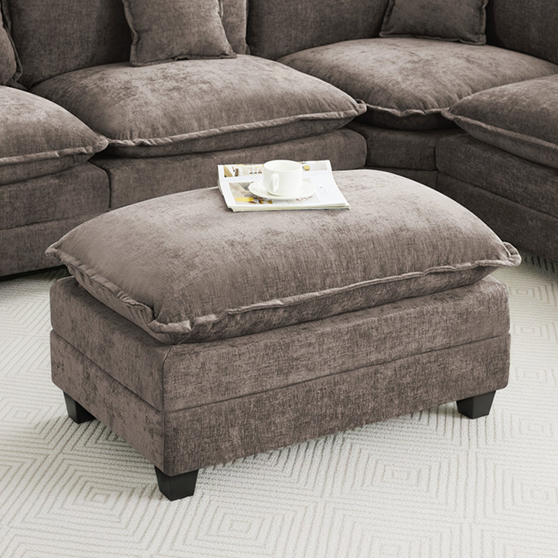 35.4’’ Rectangle Chenille Ottoman for Modular Sectional Sofa, Brown