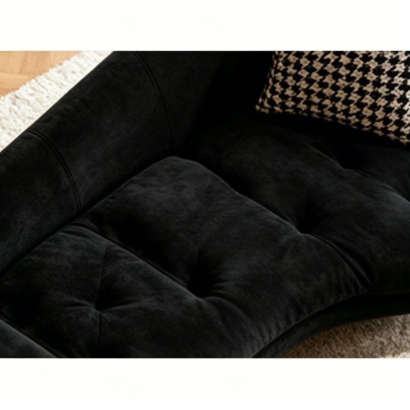 Buelow Upholstered Chaise Lounge, Right, Black