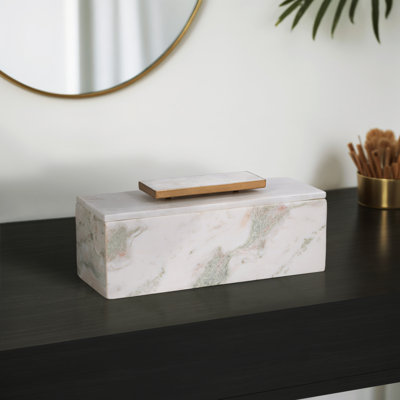 Brayden Studio® 16" Gullens Marble Box, White