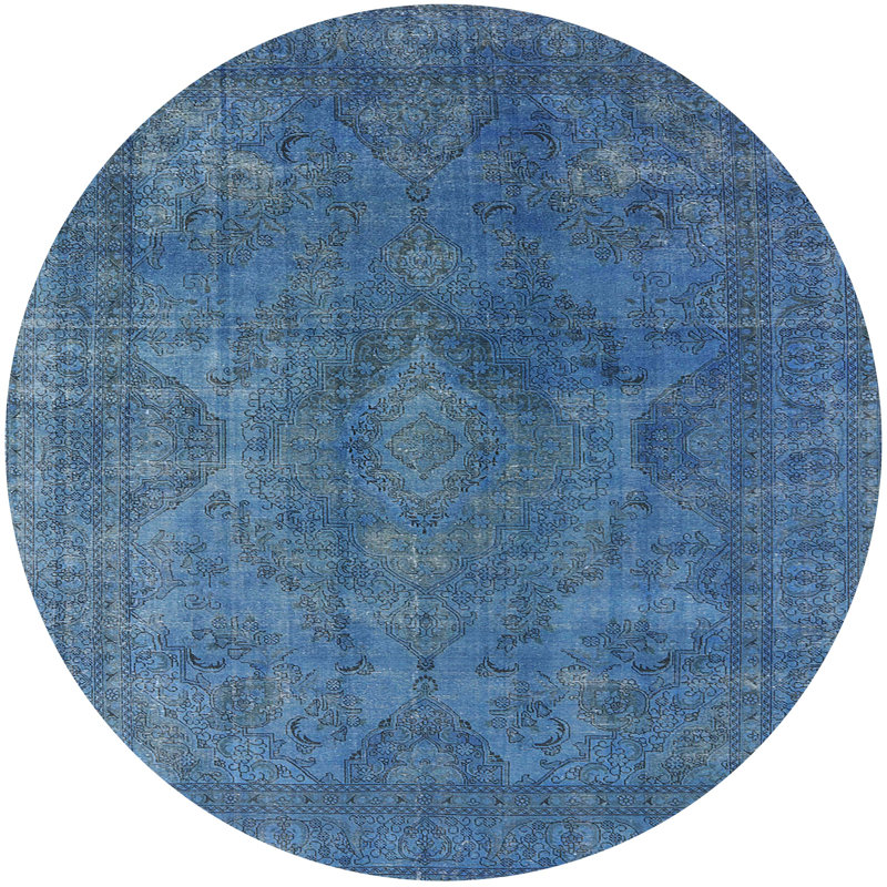 Tapis 100% moderne 962 de style Mid-Century lavable à la machine, Rond 5 pi