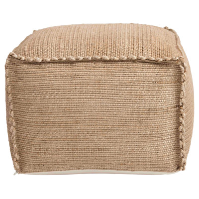 Handwoven Jute Pouf with Flanged Edges