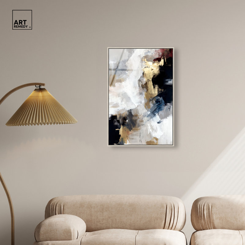 Décoration murale abstraite en acrylique V, encadrée par Art Remedy, cadre argenté, 20 x 30, H 31 po x l 21 po, Cadre argenté