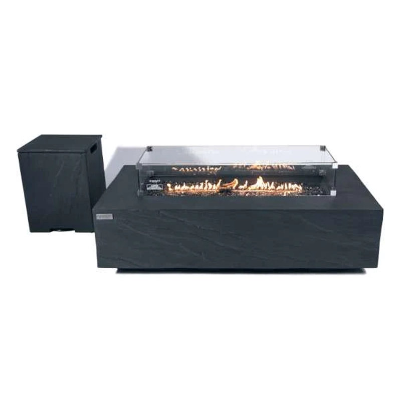 Meteora 56" Liquid Sandstone Fire Table, Propane, Black