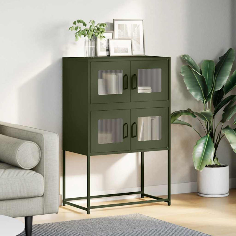 Highboard 68X39x107 Cm Steel, Olive Green