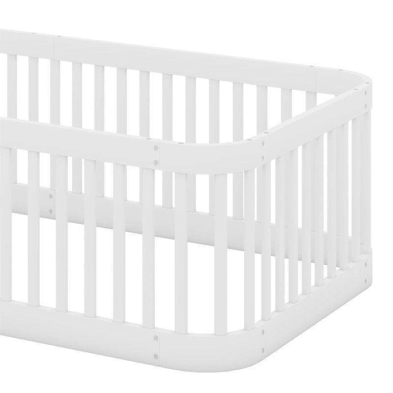 Structure de lit en bois avec clôture, Blanc