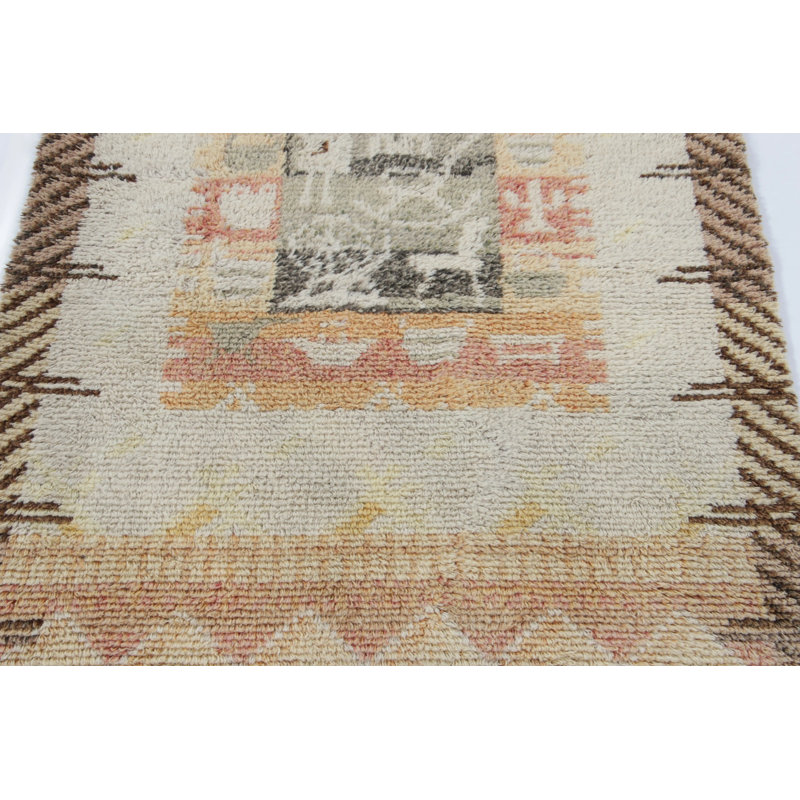 Vintage One-of-a-Kind 3'4" x 4'4" Hand Knotted Area Rug