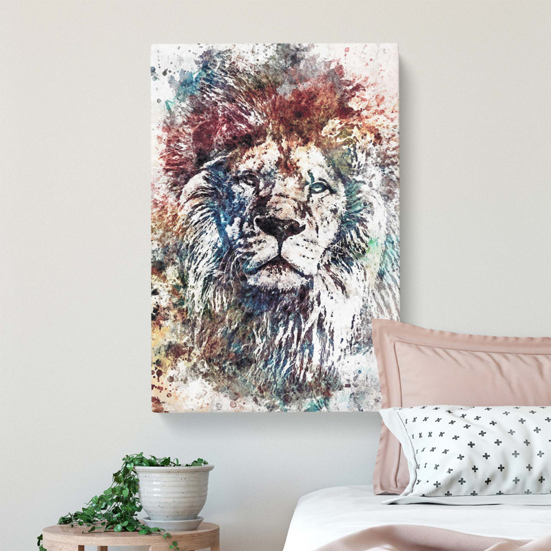 Lion Abstract - Wrapped Canvas Painting, 91.4 cm H x 61 cm W