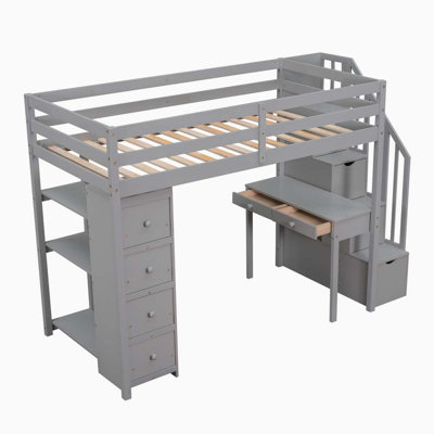 Iceola Kids Twin Loft Bed with Drawers