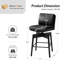 Tabouret de bar rotatif en simili cuir Lafrance avec coussin de dossier amovible et pieds en bois massif (ensemble de 2)-1289281087