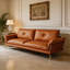 Canapé modulaire orange en cuir véritable-129490149
