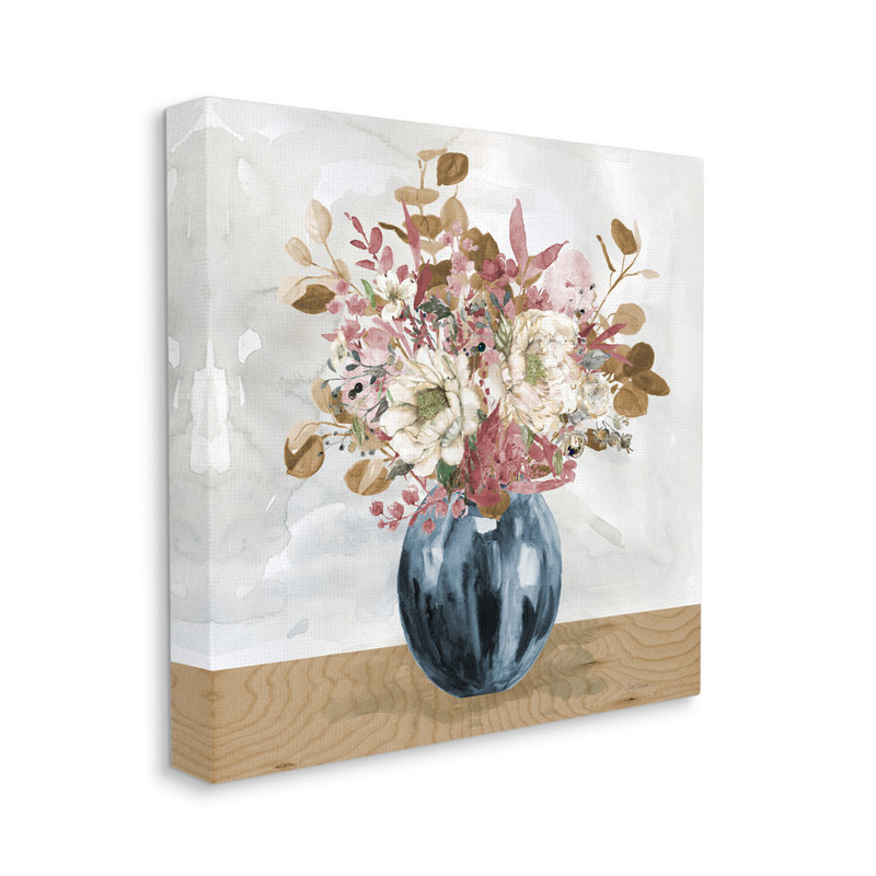 «Au-667», toile «Rustic Bouquet Still Life On Canvas» par Carol Robinson, peinture, H 17 po x l 17 po x P 1,5 po